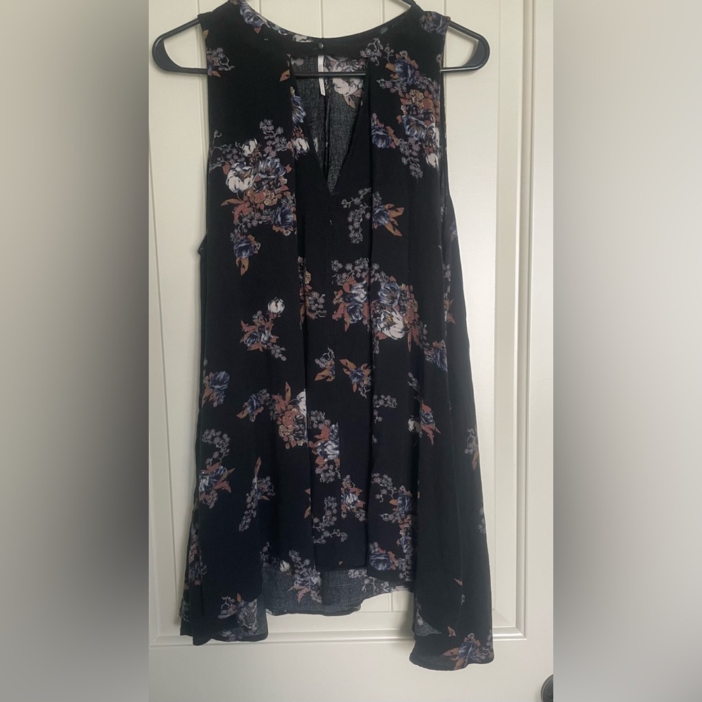 Free People Snap Out Of It Sleeveless Swing Dress Womens Sz S Black Boho Keyhole